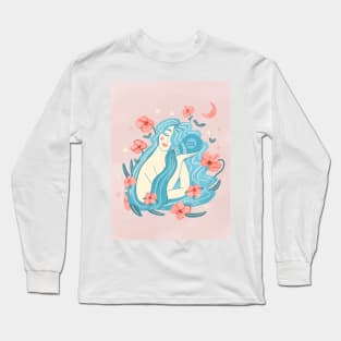 Aquarius Zodiac - Pink Long Sleeve T-Shirt